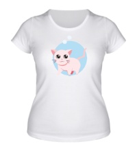 Женская футболка Розовая кошка