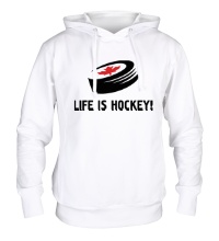 Толстовка с капюшоном Life is hockey!