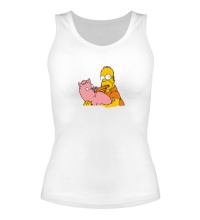 Женская майка Гомер и свинья