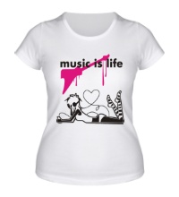 Женская футболка Music is life