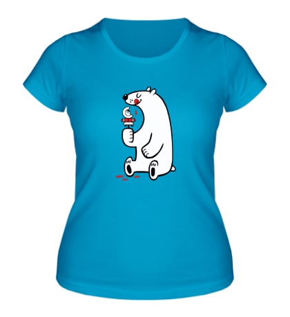 Женская футболка Медведь ест эскимоса