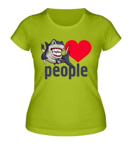 Женская футболка «Shark love people»