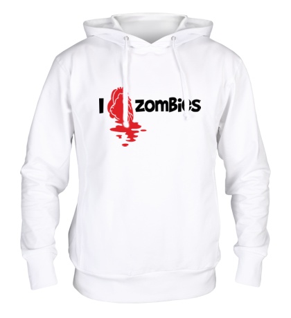 Толстовка с капюшоном I love zombies