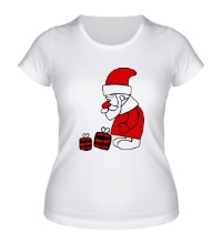 Женская футболка Дед мороз с подарками
