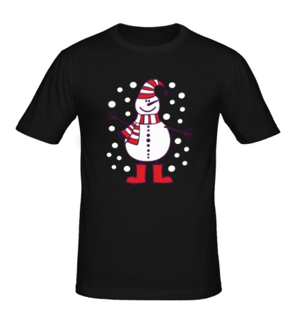 Мужская футболка «Снеговик в снегу»