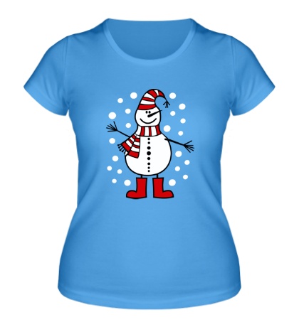Женская футболка Снеговик в снегу