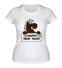 Женская футболка Лошадиный Новый год
