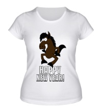 Женская футболка Лошадь поздравляет