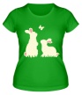 Женская футболка «Зайцы и бабочка, свет» - Фото 1
