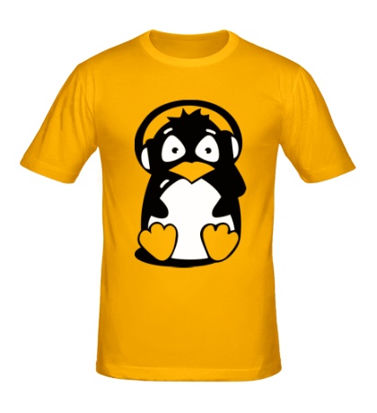 Мужская футболка Пингвин в наушниках