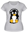 Женская футболка «Пингвин в наушниках» - Фото 1