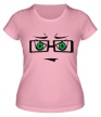 Женская футболка «Серьезный смайл в очках» - Фото 1