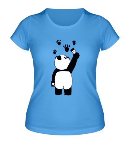 Женская футболка «Панда рисует следы»