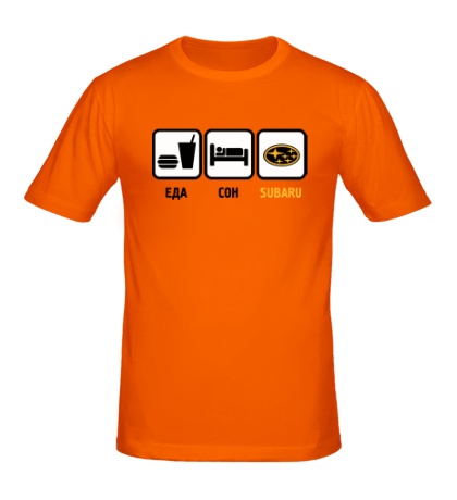 Мужская футболка Еда, сон и Subaru