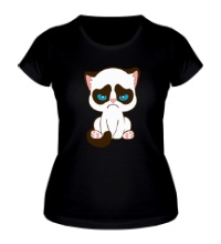 Женская футболка Недовольный котенок