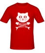 Мужская футболка «Кот и скелет рыбы» - Фото 1