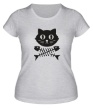 Женская футболка «Кот и скелет рыбы» - Фото 1