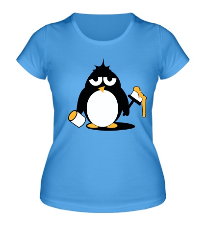 Женская футболка «Пингвин с краской»