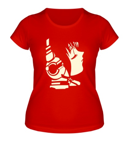 Женская футболка «Девушка в наушниках светится»