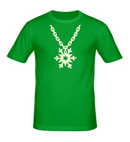 Мужская футболка «Снежинка на цепочке, свет»