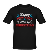 Мужская футболка Happy New Year & Merry Christmas