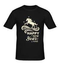 Мужская футболка Happy New Year of Horse Glow
