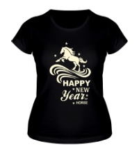 Женская футболка Happy New Year of Horse Glow