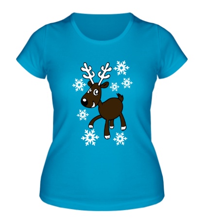 Женская футболка «Олень в снегу»