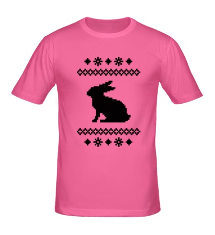 Мужская футболка Зимний узор с зайцем