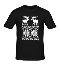 Мужская футболка Зимний узор с оленями