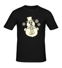 Мужская футболка Веселый снеговик свет
