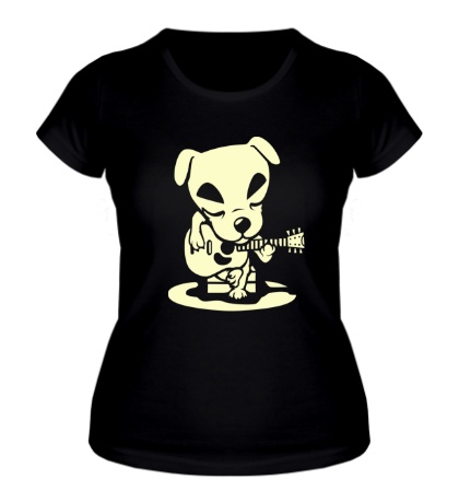 Женская футболка «Собака-гитарист, свет»