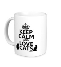 Керамическая кружка Keep calm and love cats.