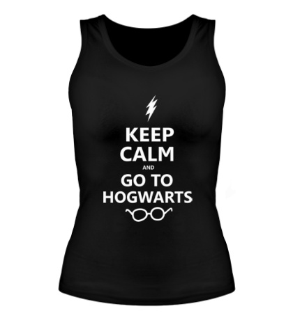 Женская майка Keep calm and go to hogwarts.