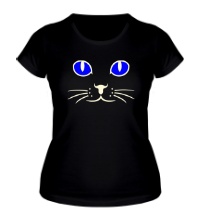 Женская футболка Глаза кошки, свет