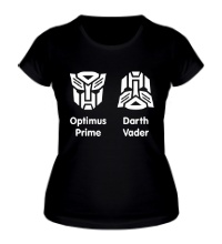 Женская футболка Оптимус Прайм и Дарт Вейдер