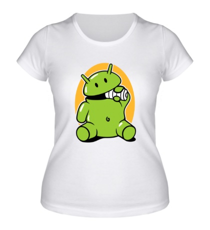 Женская футболка Андроид с батарейкой