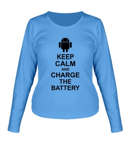 Женский лонгслив Keep calm and charge the battery android