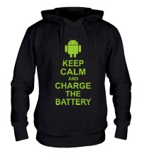 Толстовка с капюшоном Keep calm and charge the battery android