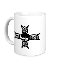 Керамическая кружка Череп на кельтском кресте