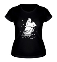 Женская футболка Корабль в небе