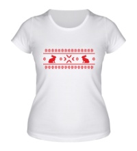 Женская футболка Узор с зайцами