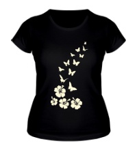 Женская футболка Бабочки и цветы свет