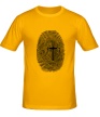 Мужская футболка «Отпечаток пальца с крестом» - Фото 1