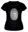 Женская футболка «Отпечаток пальца с крестом» - Фото 1