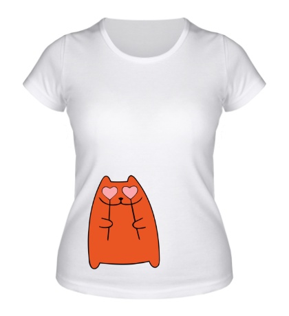 Женская футболка «Кот с сердечками, для нее»
