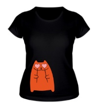 Женская футболка Кот с сердечками, для нее