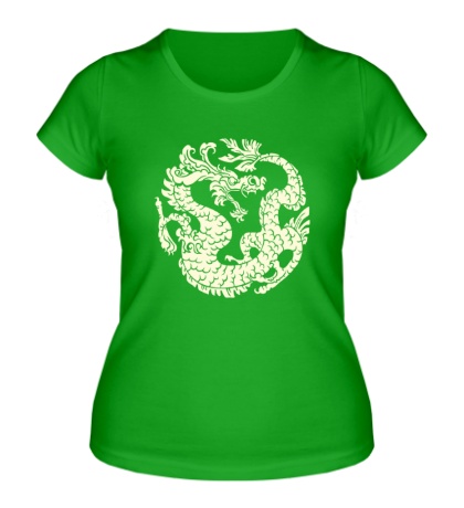 Женская футболка «Китайский дракон рисунок свет»