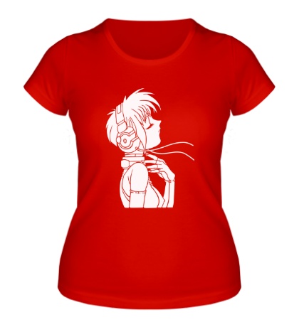 Женская футболка Девушка с наушниками