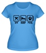 Женская футболка «Еда, сон и бильярд» - Фото 1